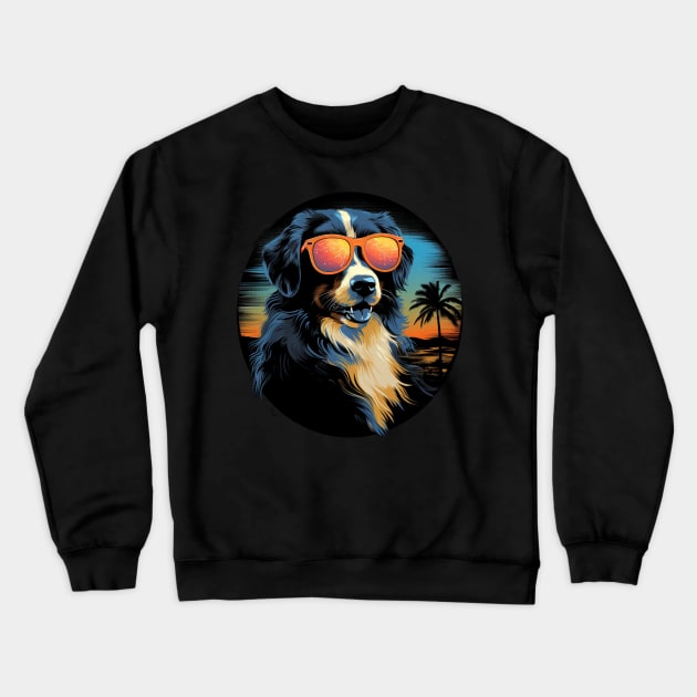 Retro Wave Australian Shepherd Dog Shirt Crewneck Sweatshirt by Miami Neon Designs